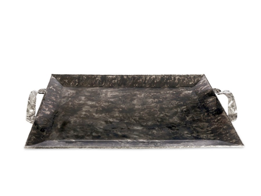 Julia Knight Decor | Sierra 20" Rectangular Tray W/Handles Graphite