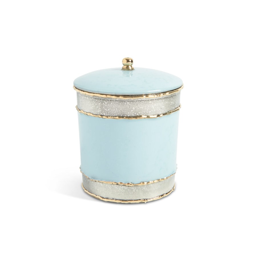 Julia Knight Bath Accessories | Cascade 5.5" Covered Canister Glacial Blue