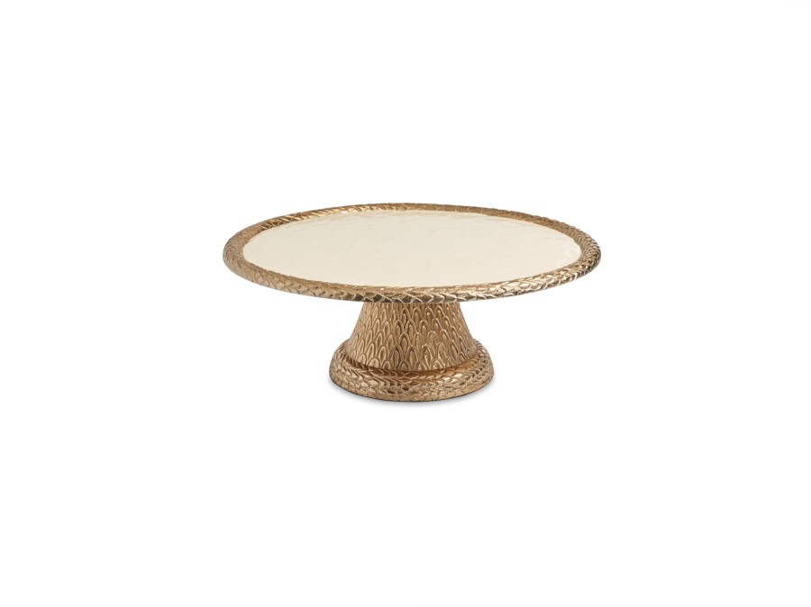 Julia Knight Cake Stands | Florentine 14" Pedestal Server Gold Snow