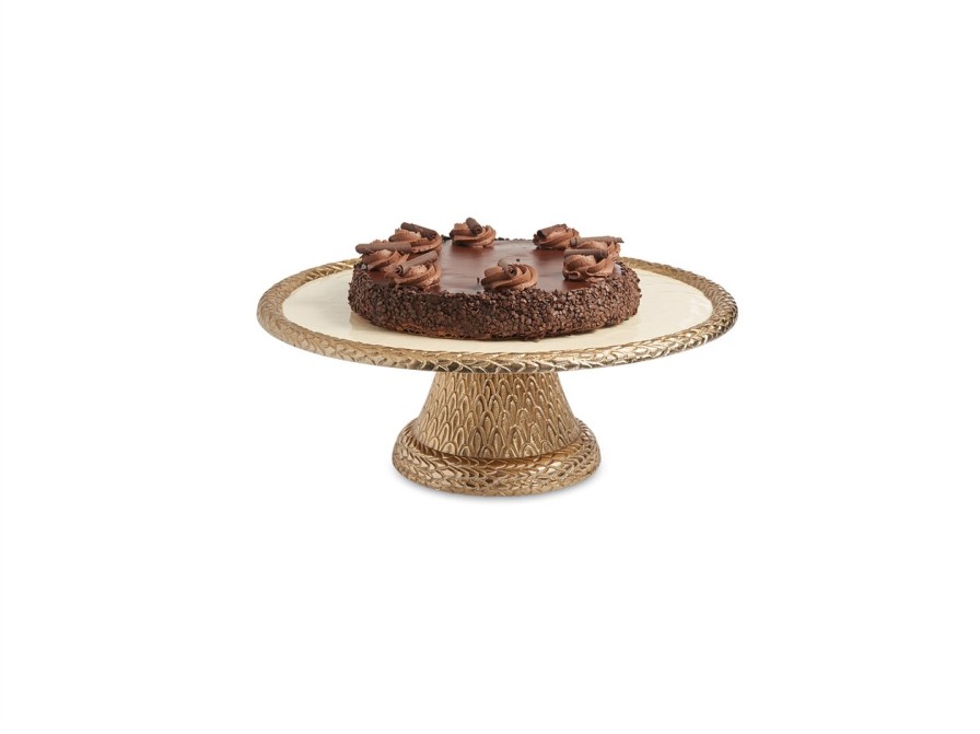 Julia Knight Cake Stands | Florentine 14" Pedestal Server Gold Snow