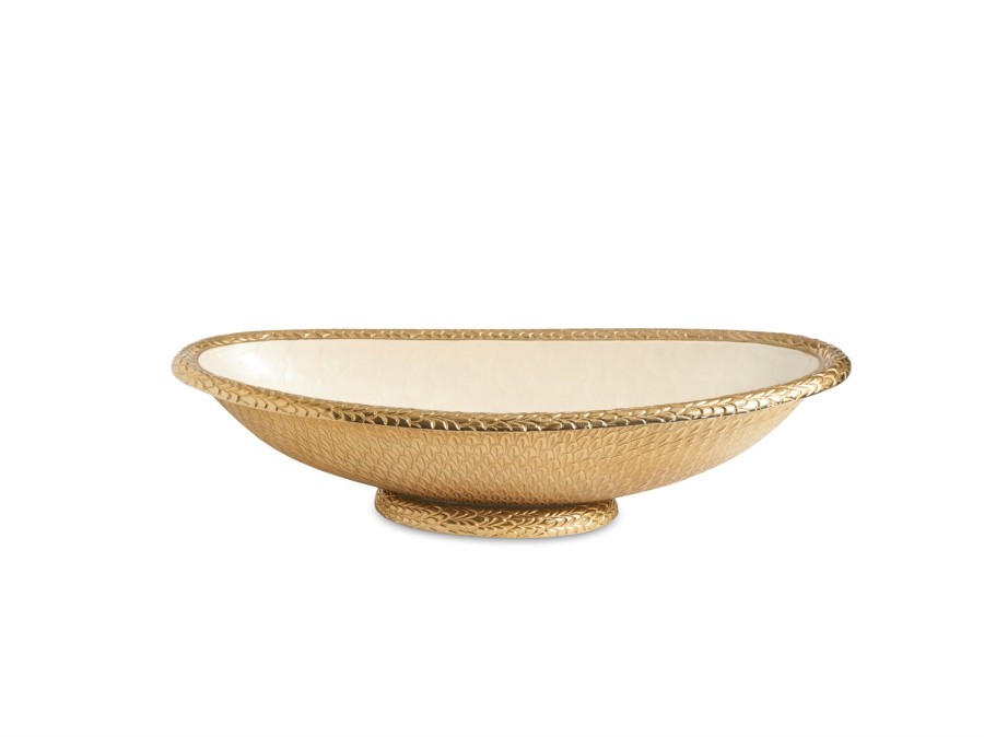 Julia Knight Decor | Florentine 24" Oval Bowl Gold Snow