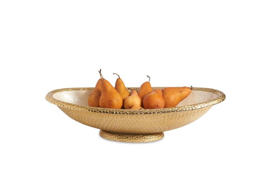 Julia Knight Decor | Florentine 24" Oval Bowl Gold Snow