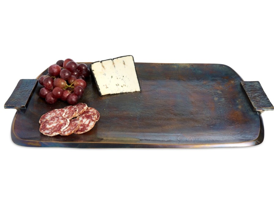 Julia Knight Decor | Eclipse 21" Rectangular Tray With Handles Bronze