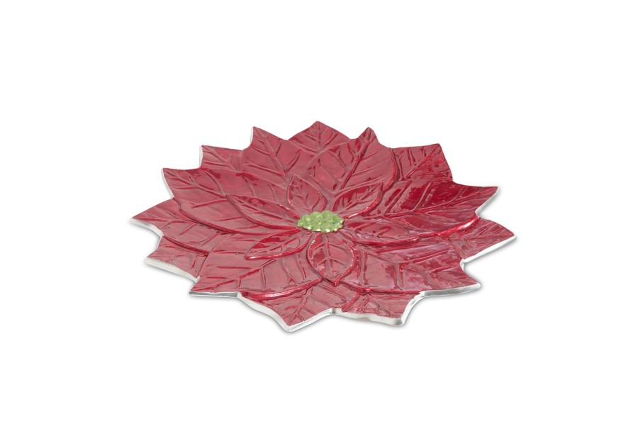 Julia Knight Platters & Trays | Poinsettia 15" Platter Pomegranate