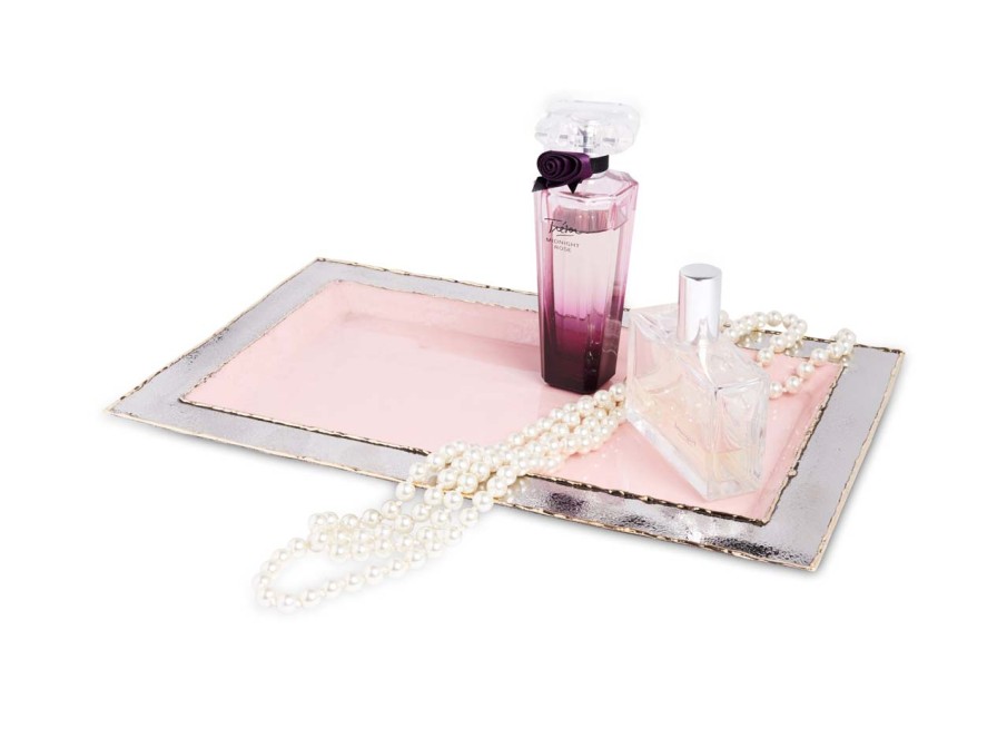 Julia Knight Bath Accessories | Cascade 12" Vanity Tray Pink Lace