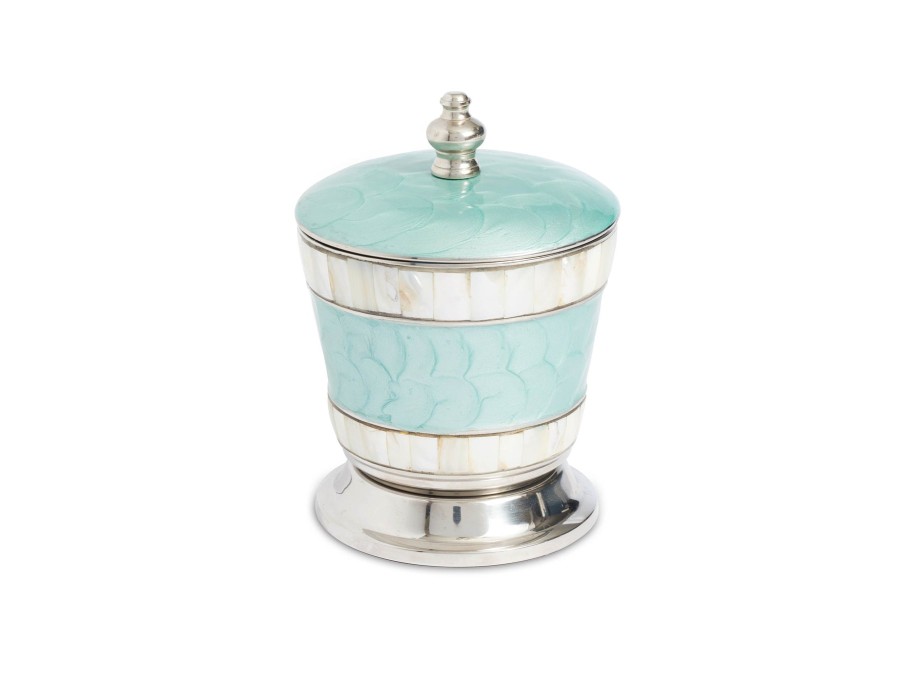 Julia Knight Bath Accessories | Classic 5.5" Covered Canister Aqua