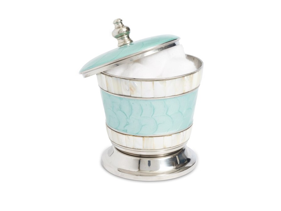 Julia Knight Bath Accessories | Classic 5.5" Covered Canister Aqua