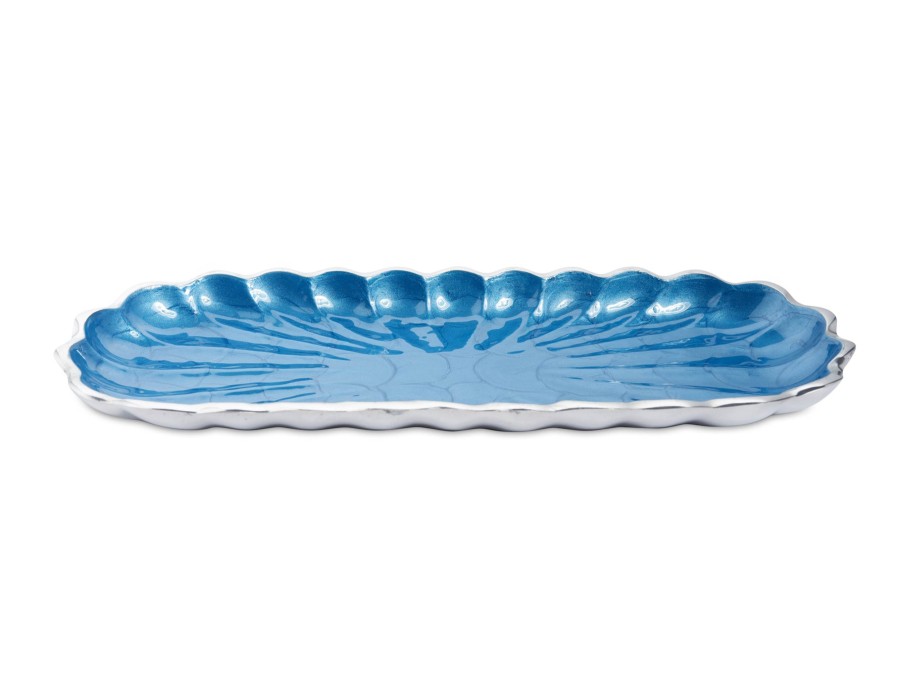 Julia Knight Platters & Trays | Peony 14" Rectangular Tray Azure