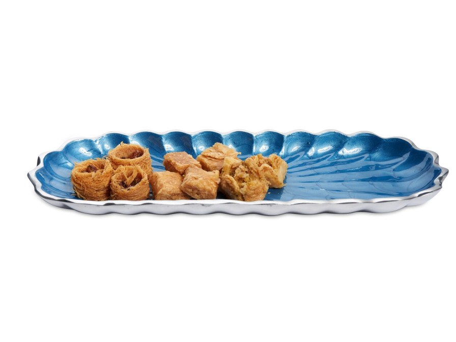 Julia Knight Platters & Trays | Peony 14" Rectangular Tray Azure